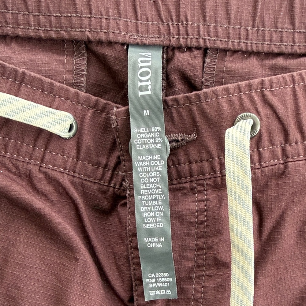 Vuori Women’s Rip Stop Pants in Burgundy. Size M. Organic Cotton. Drawstring - Picture 2 of 6